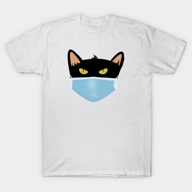 Black cat face wear face mask T-Shirt by Rishirt